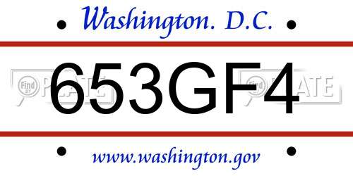 653GF4 District Of Columbia License Plate