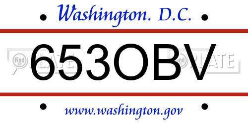 653OBV District Of Columbia License Plate