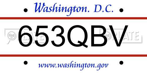 653QBV District Of Columbia License Plate
