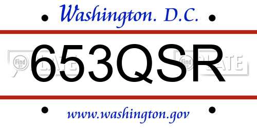 653QSR District Of Columbia License Plate