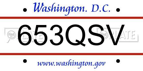653QSV District Of Columbia License Plate