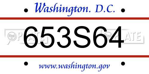 653S64 District Of Columbia License Plate