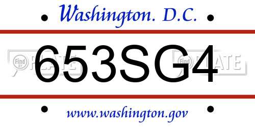 653SG4 District Of Columbia License Plate