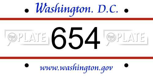 654 District Of Columbia License Plate