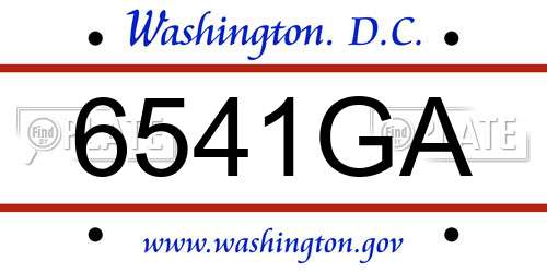 6541GA District Of Columbia License Plate