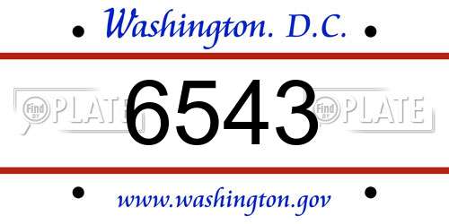 6543 District Of Columbia License Plate