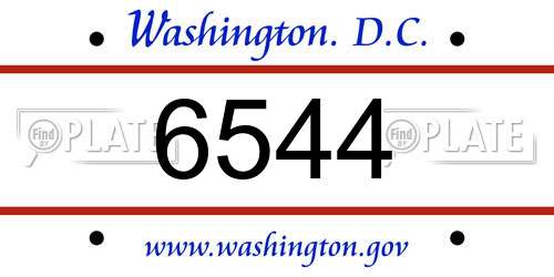 6544 District Of Columbia License Plate