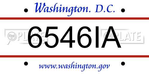 6546IA District Of Columbia License Plate