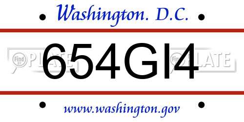 654GI4 District Of Columbia License Plate