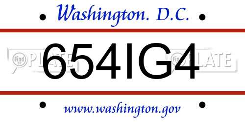 654IG4 District Of Columbia License Plate