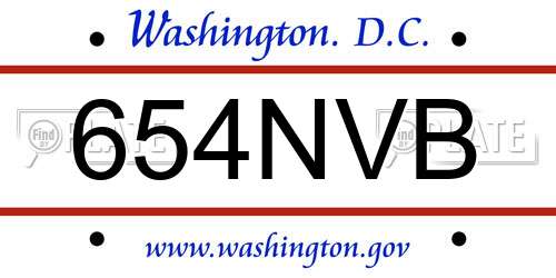 654NVB District Of Columbia License Plate
