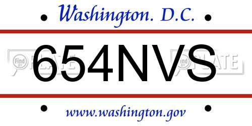 654NVS District Of Columbia License Plate