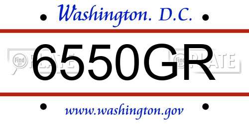 6550GR District Of Columbia License Plate