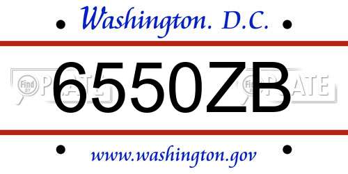 6550ZB District Of Columbia License Plate