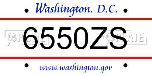6550ZS District Of Columbia License Plate
