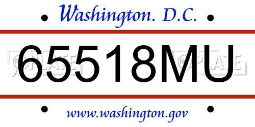 65518MU District Of Columbia License Plate