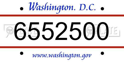 6552500 District Of Columbia License Plate