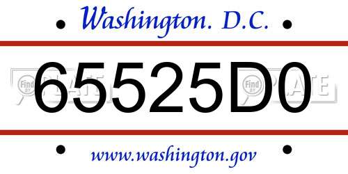 65525D0 District Of Columbia License Plate