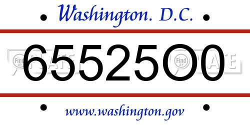 65525O0 District Of Columbia License Plate