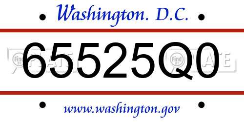 65525Q0 District Of Columbia License Plate