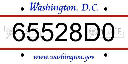 65528D0 District Of Columbia License Plate