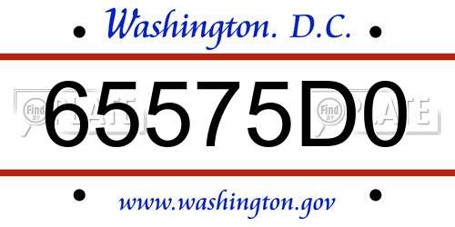 65575D0 District Of Columbia License Plate