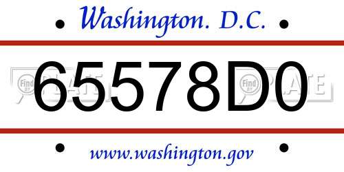 65578D0 District Of Columbia License Plate