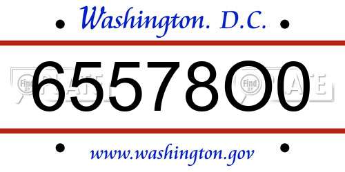 65578O0 District Of Columbia License Plate