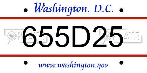 655D25 District Of Columbia License Plate
