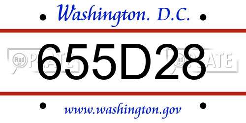 655D28 District Of Columbia License Plate