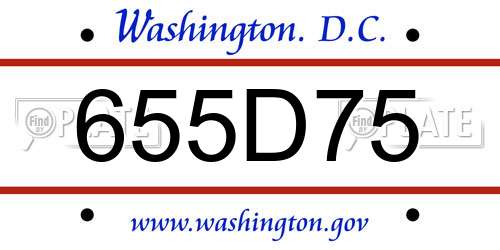 655D75 District Of Columbia License Plate