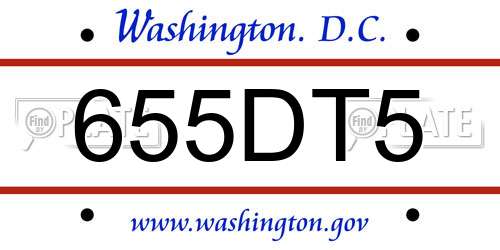655DT5 District Of Columbia License Plate