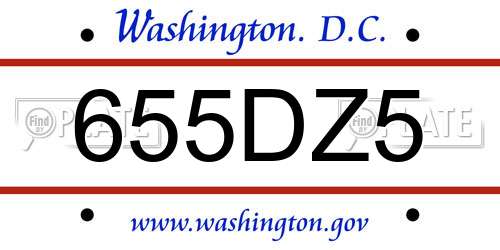 655DZ5 District Of Columbia License Plate