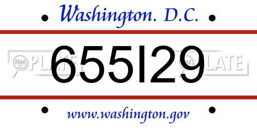 655I29 District Of Columbia License Plate