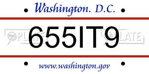 655IT9 District Of Columbia License Plate