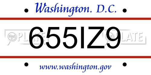 655IZ9 District Of Columbia License Plate