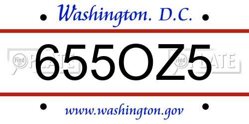 655OZ5 District Of Columbia License Plate