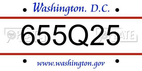 655Q25 District Of Columbia License Plate
