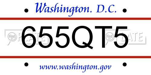 655QT5 District Of Columbia License Plate