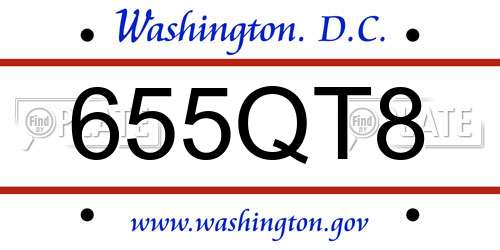 655QT8 District Of Columbia License Plate