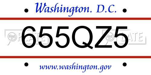 655QZ5 District Of Columbia License Plate