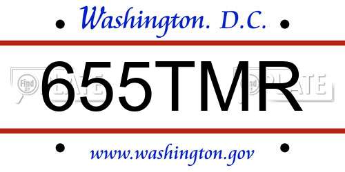655TMR District Of Columbia License Plate