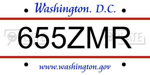 655ZMR District Of Columbia License Plate