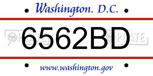6562BD District Of Columbia License Plate