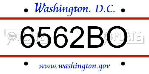 6562BO District Of Columbia License Plate