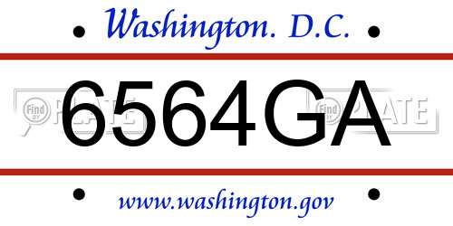 6564GA District Of Columbia License Plate