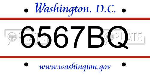 6567BQ District Of Columbia License Plate