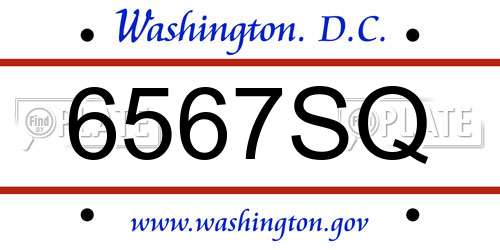 6567SQ District Of Columbia License Plate