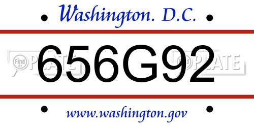656G92 District Of Columbia License Plate