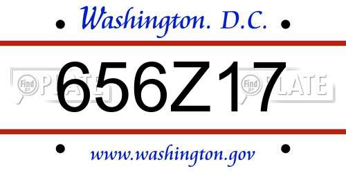 656Z17 District Of Columbia License Plate